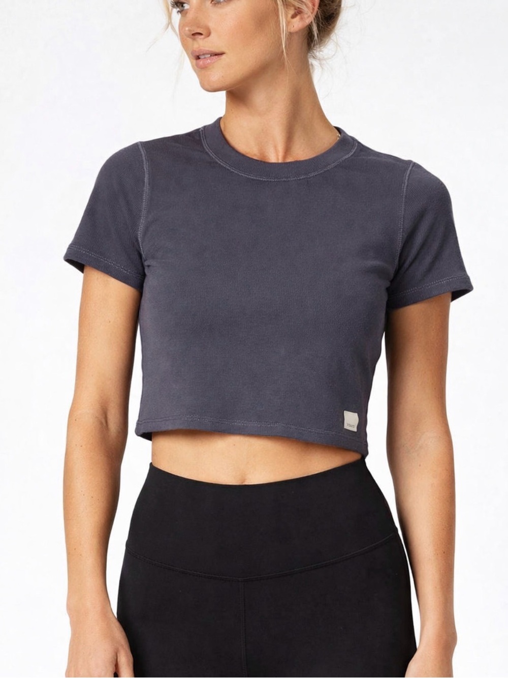 Vuori Charcoal Cropped Crew Tee